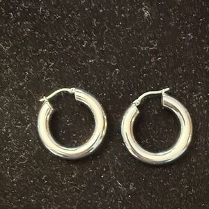 Silver Stainless Steel Hoop Earrings